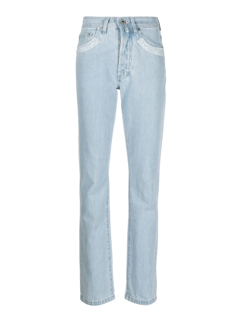 Double Shift ripped-patch straight-leg jeans