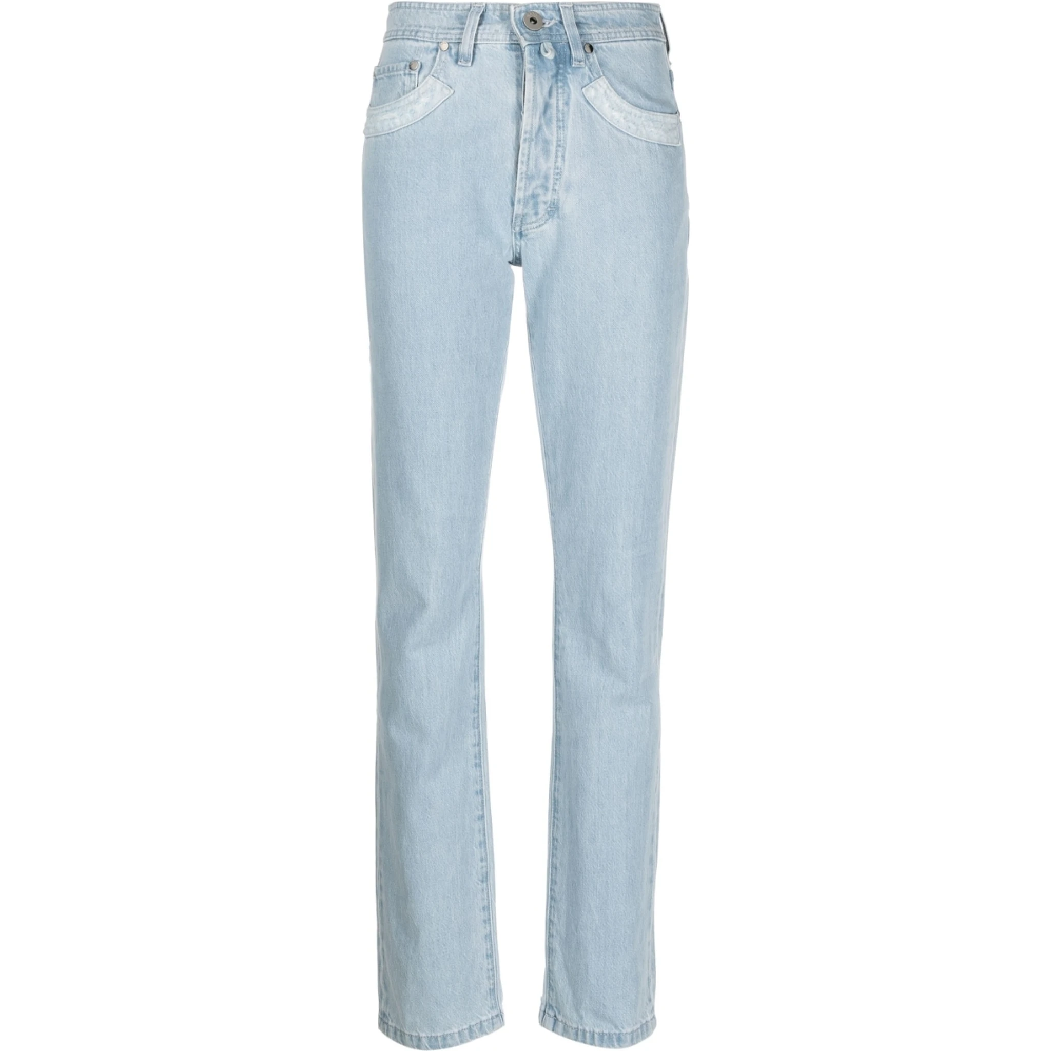 Double Shift ripped-patch straight-leg jeans