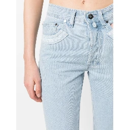 Double Shift ripped-patch straight-leg jeans