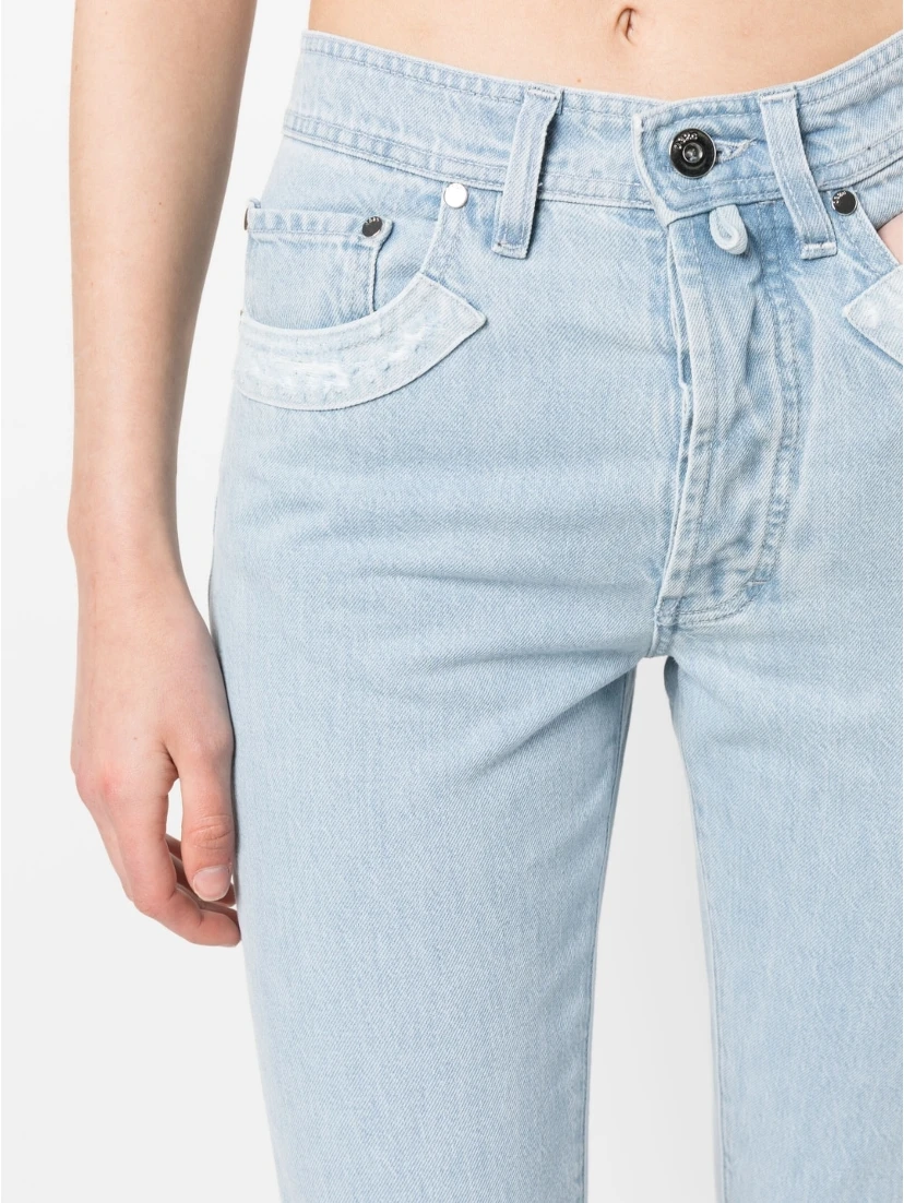 Double Shift ripped-patch straight-leg jeans