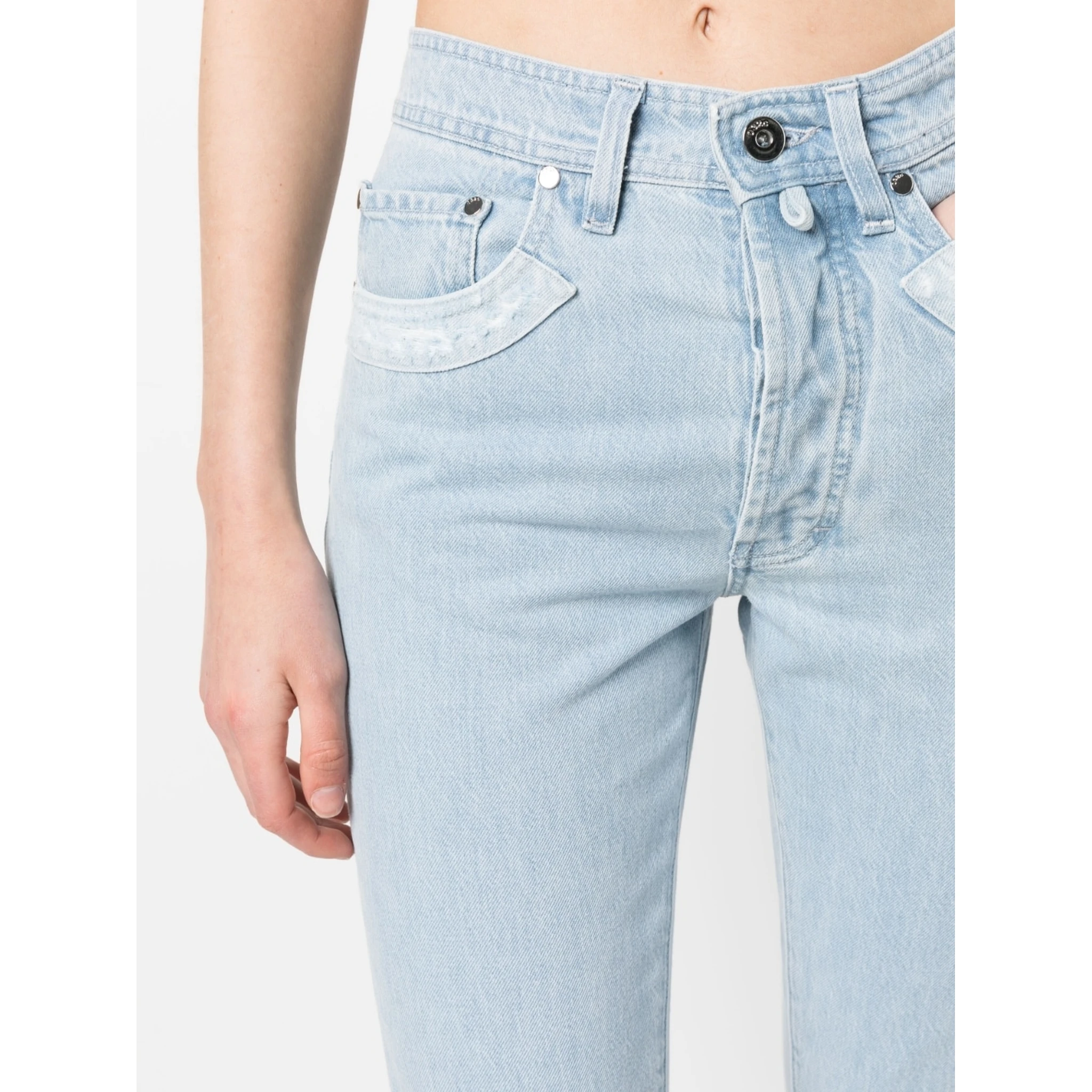 Double Shift ripped-patch straight-leg jeans