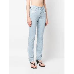 Double Shift ripped-patch straight-leg jeans