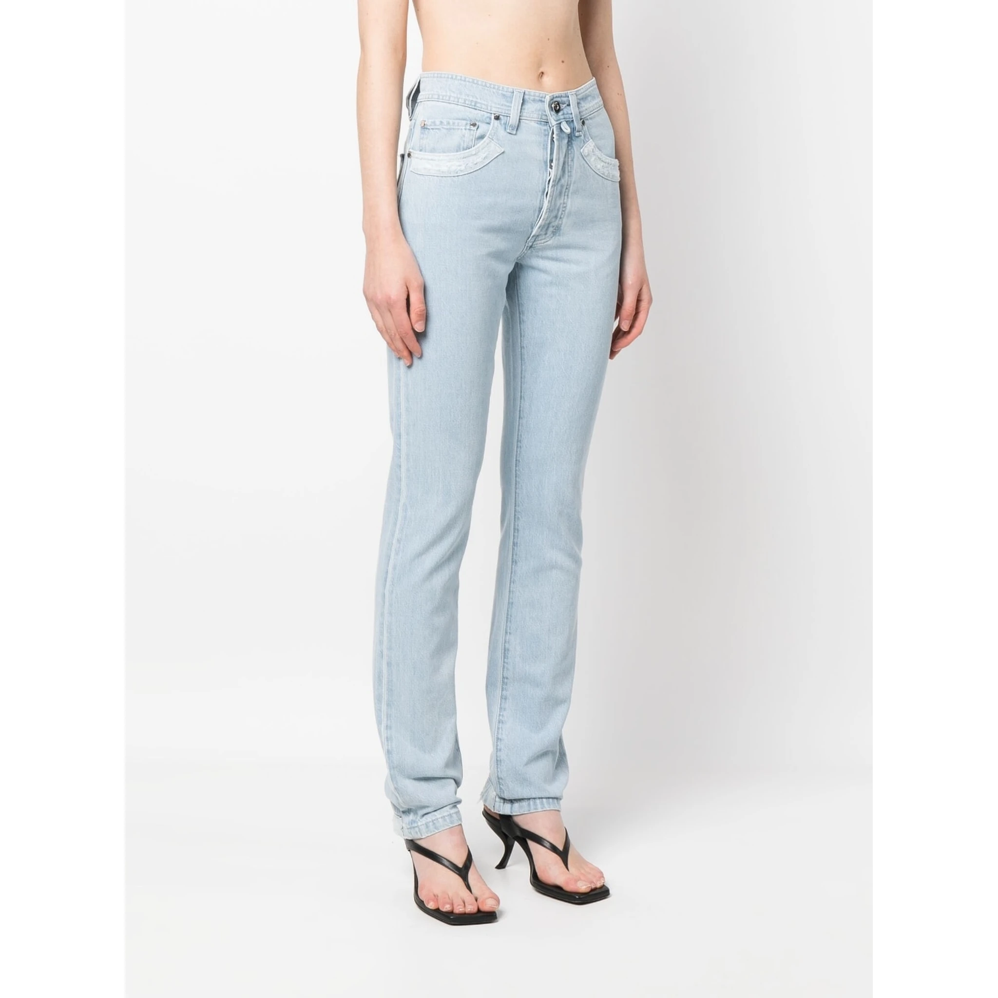 Double Shift ripped-patch straight-leg jeans
