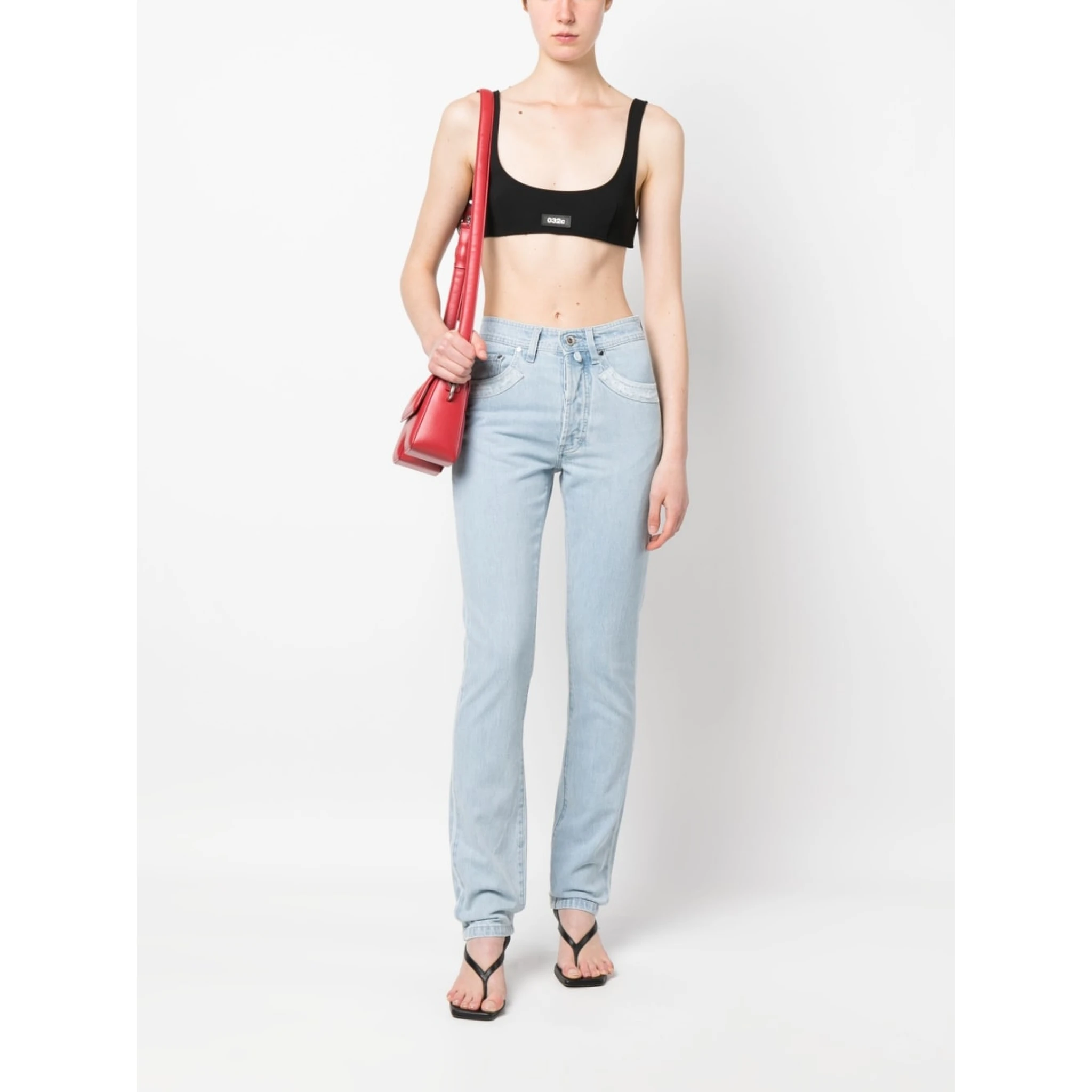 Double Shift ripped-patch straight-leg jeans