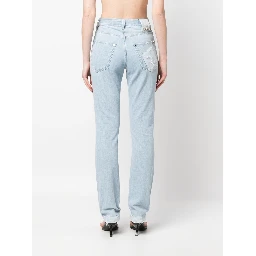 Double Shift ripped-patch straight-leg jeans