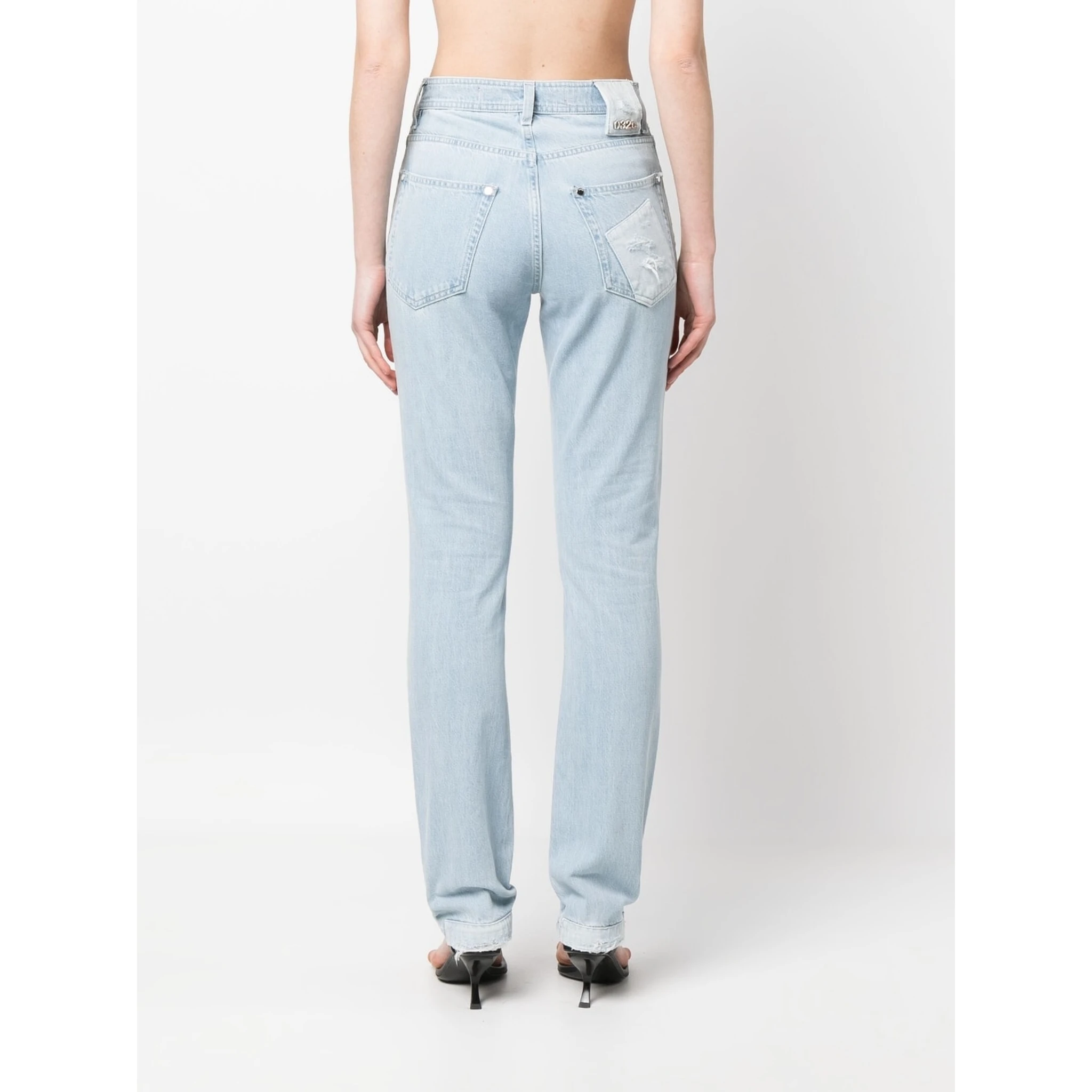 Double Shift ripped-patch straight-leg jeans