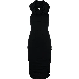 Aerica Ruched Midi Dress In Black