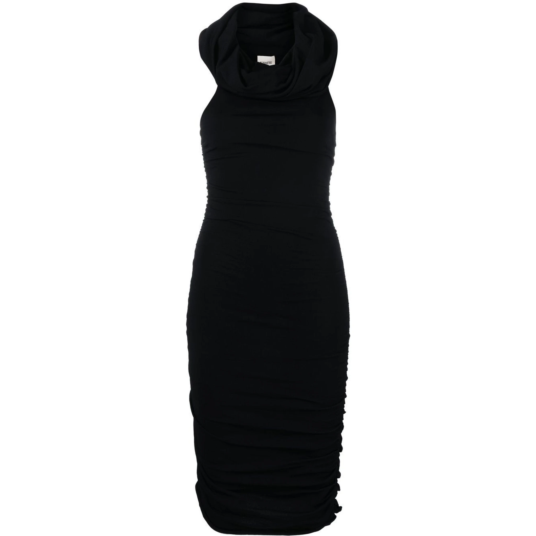 Aerica Ruched Midi Dress In Black