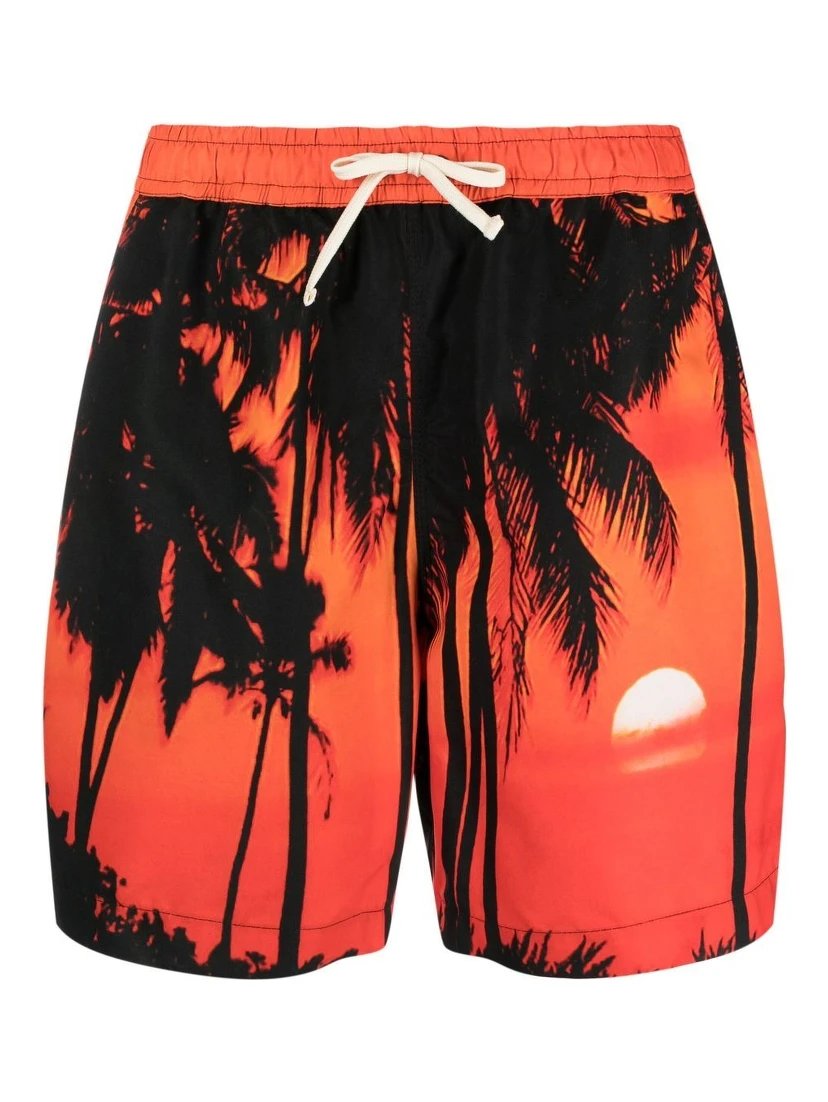 Printed Swimming Trunks In Orange