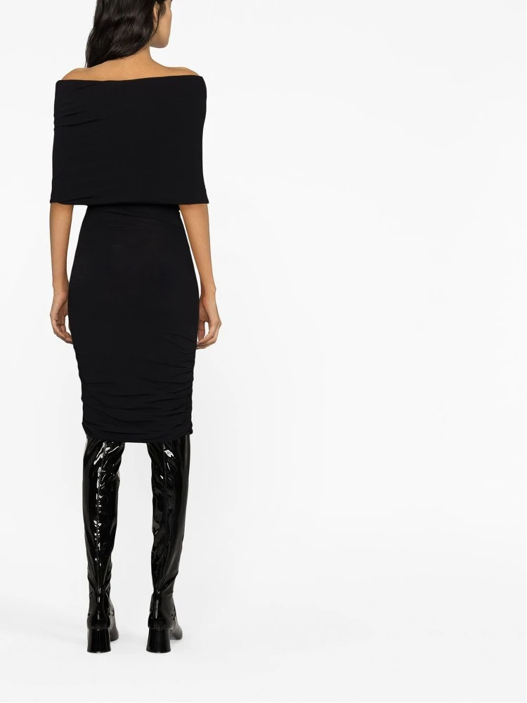 Aerica Ruched Midi Dress In Black alternative