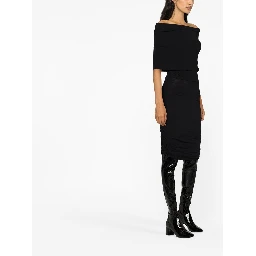 Aerica Ruched Midi Dress In Black