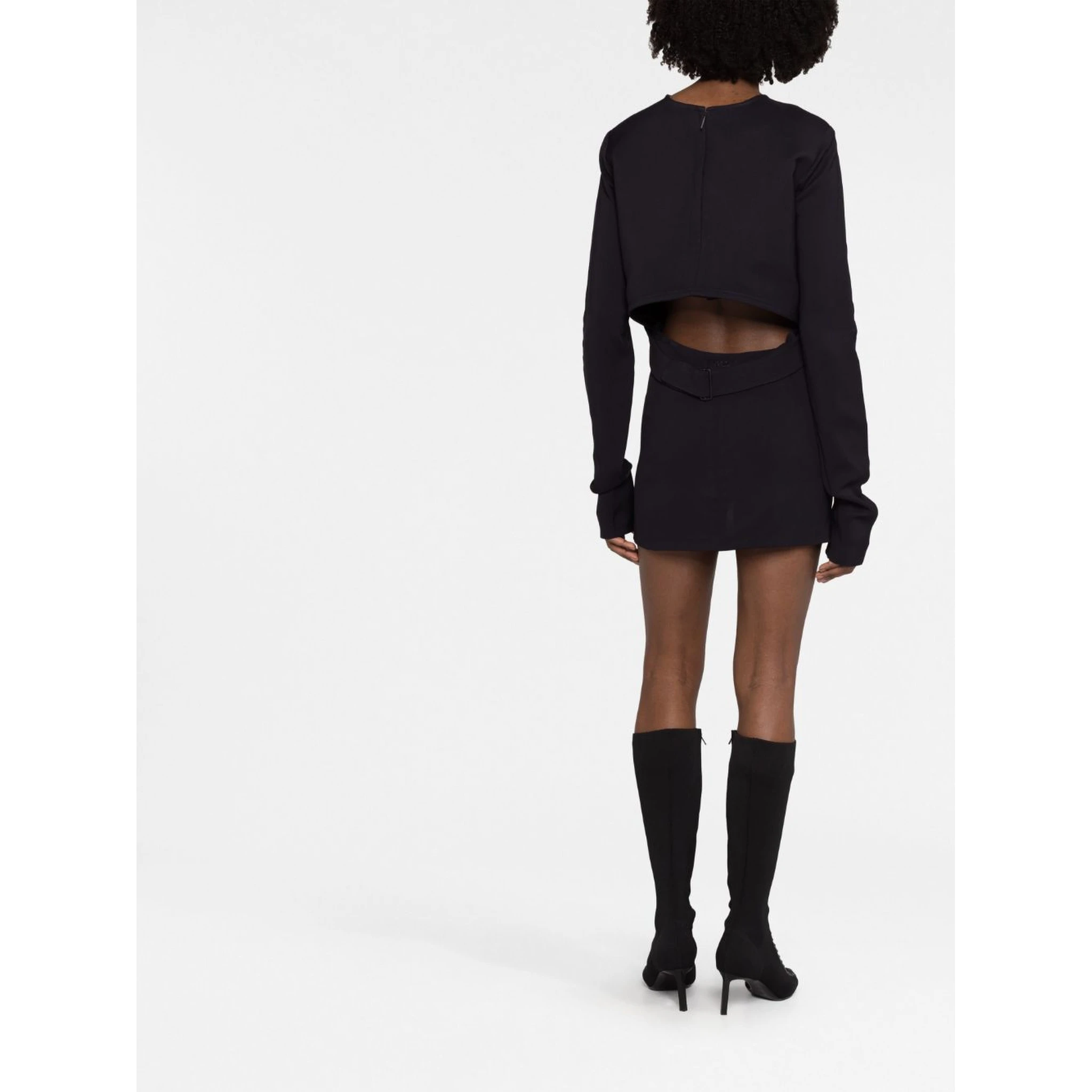 Flounced Mini Dress In Black