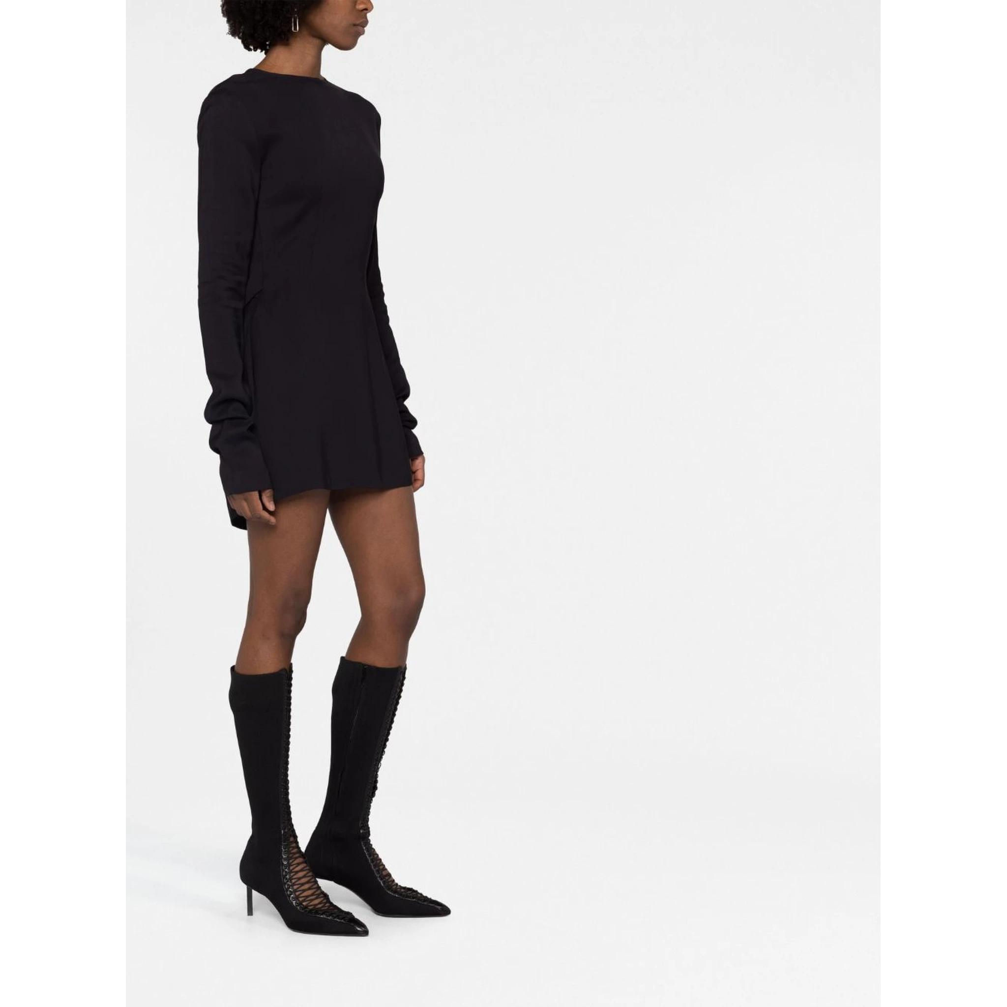 Flounced Mini Dress In Black