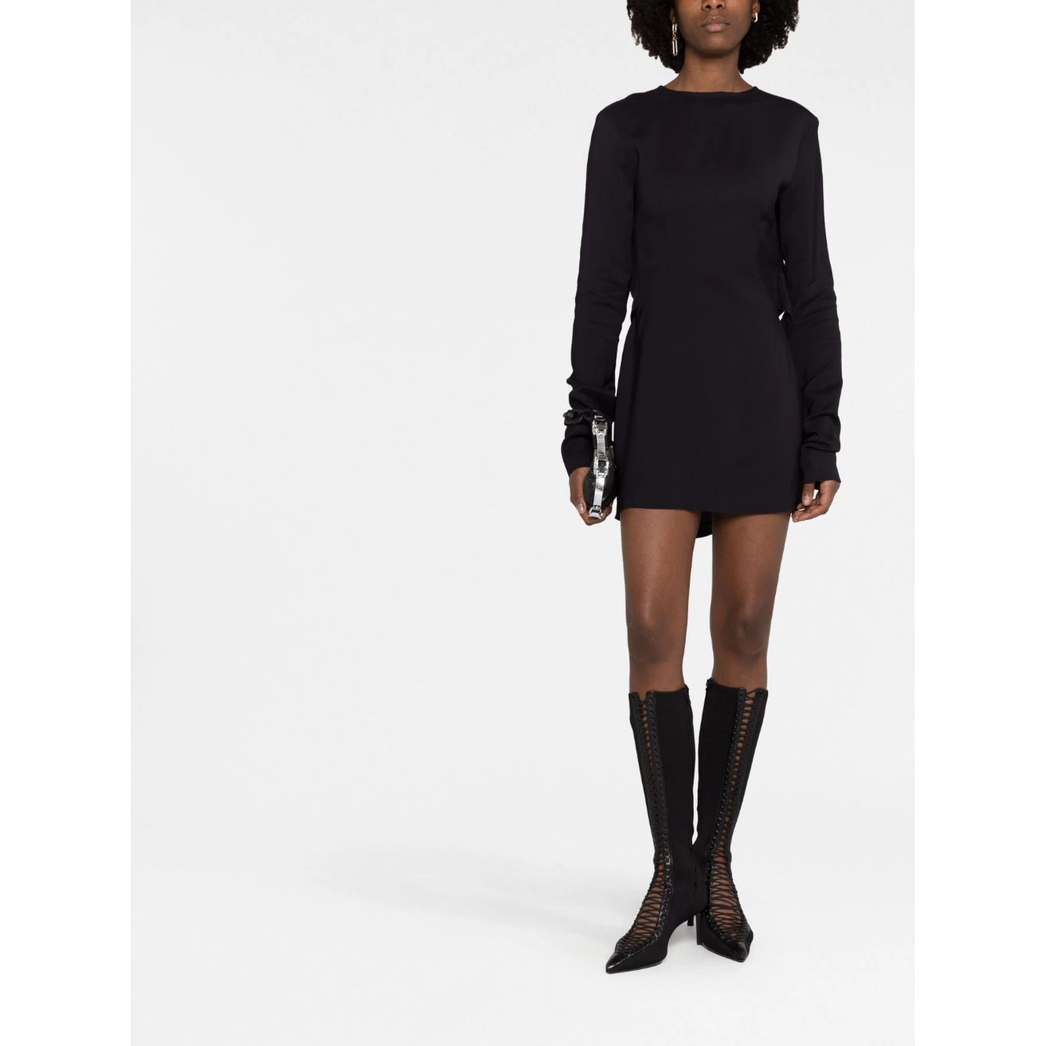 Flounced Mini Dress In Black