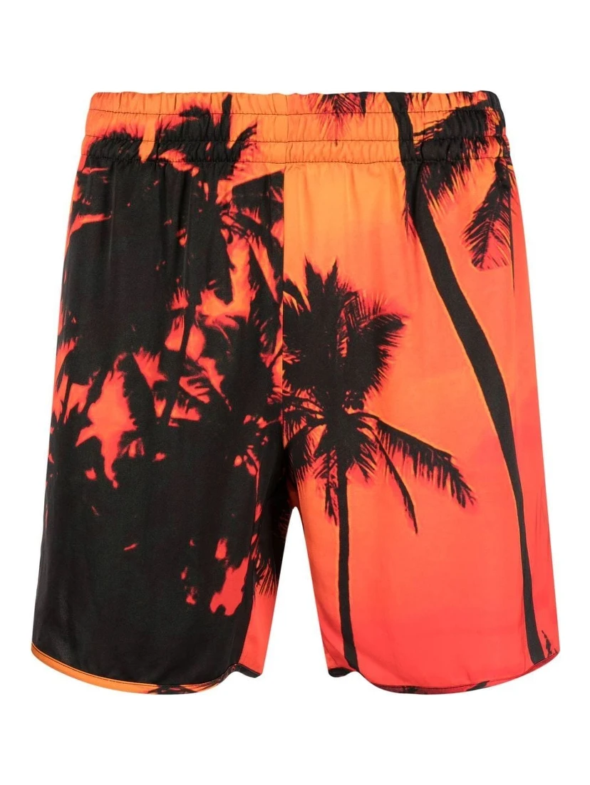 palm-tree print swim shorts