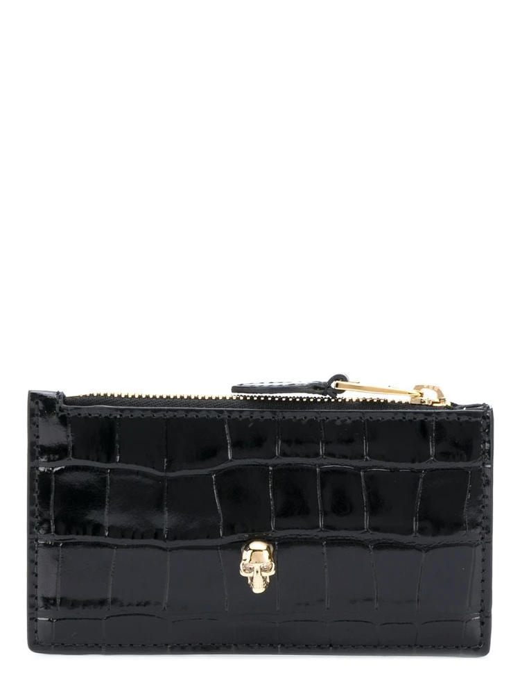 Skull Card Holder Pouch In Black