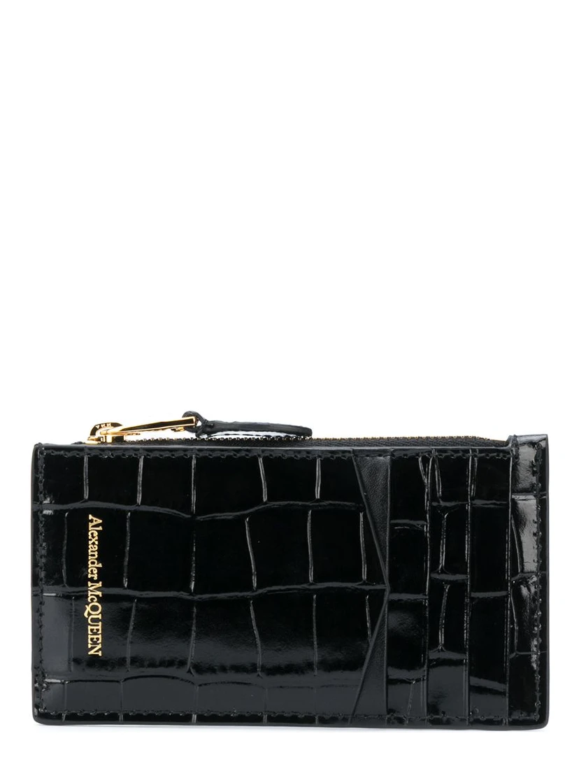 Skull Card Holder Pouch In Black