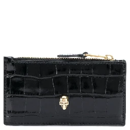 Skull Card Holder Pouch In Black