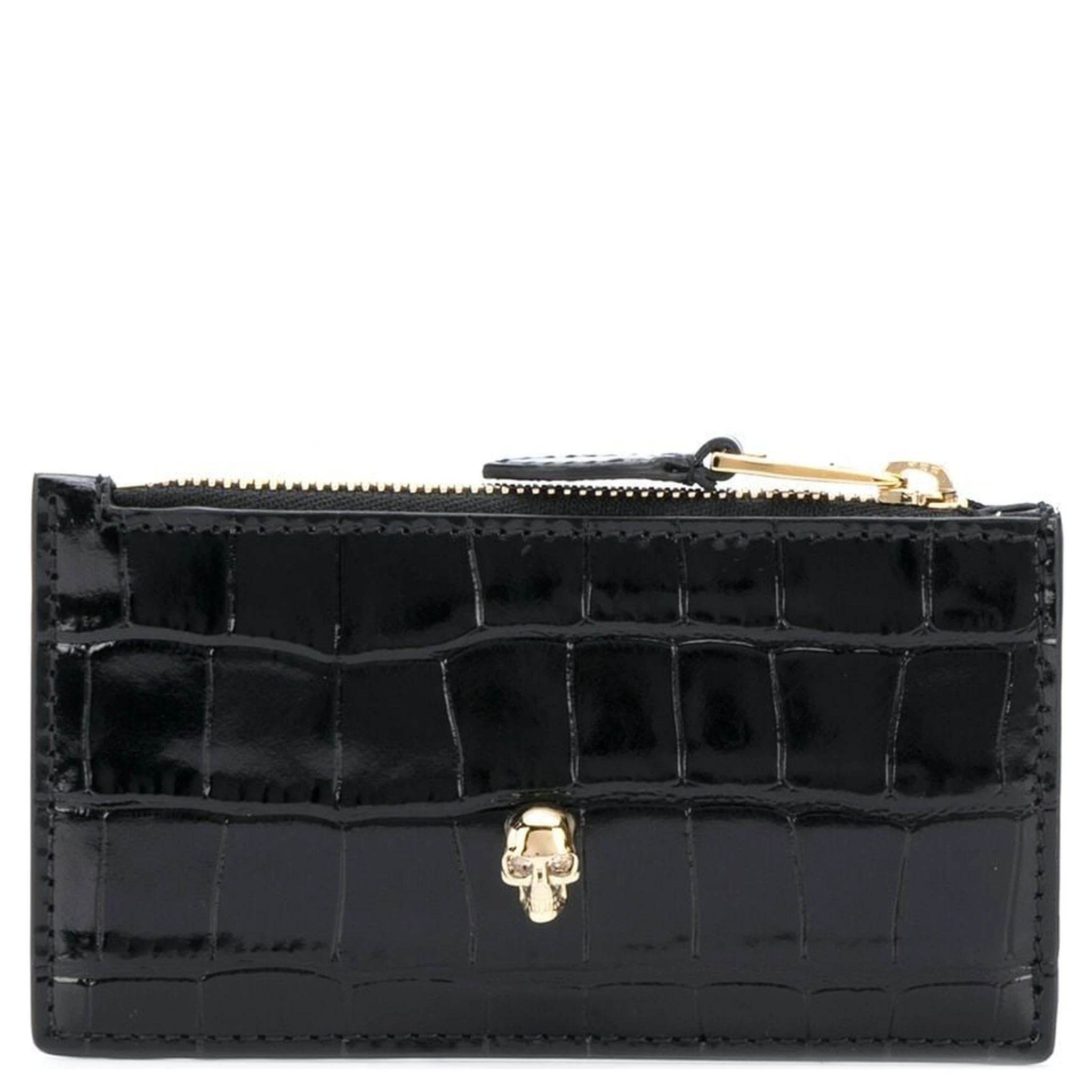Skull Card Holder Pouch In Black
