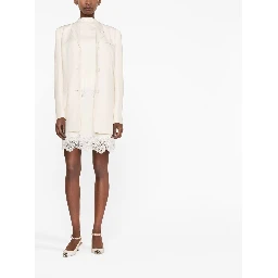 Ribbed-knit Lace-trim Miniskirt In White