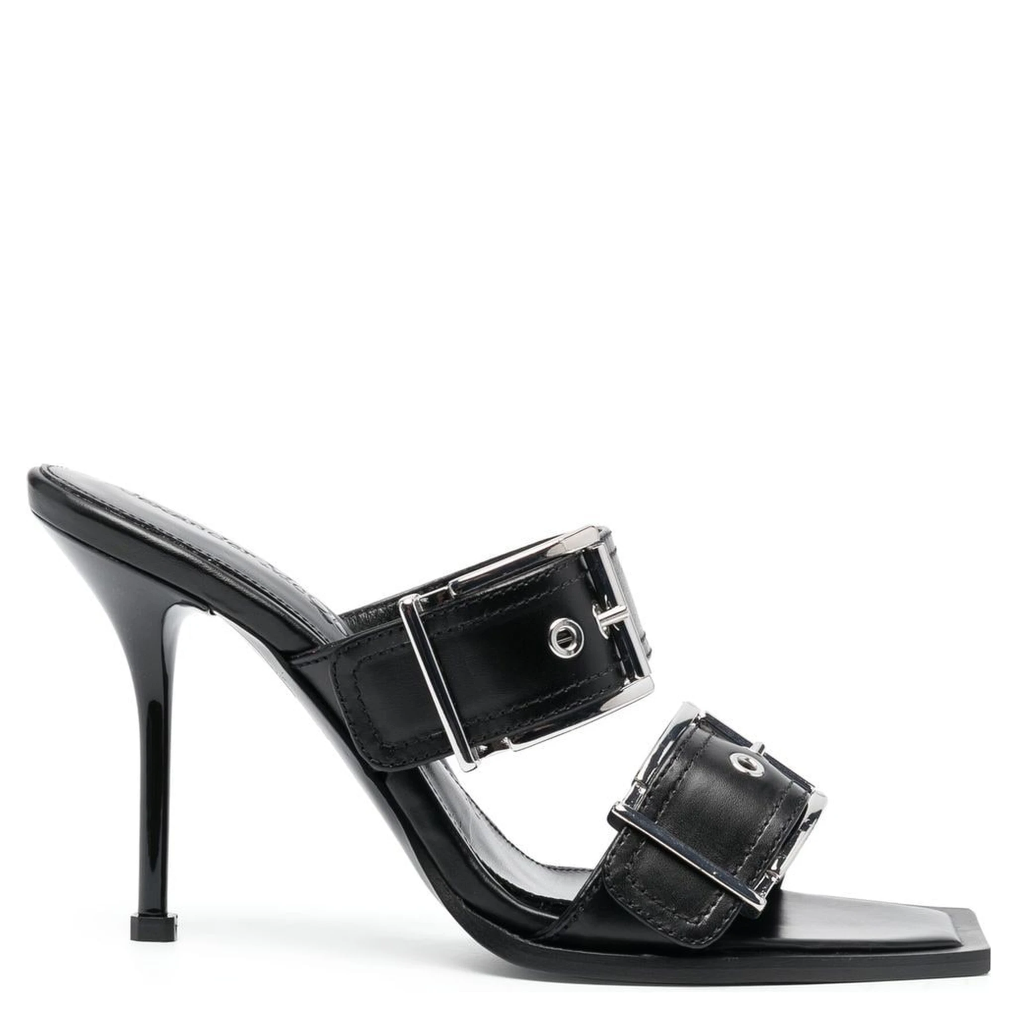 Alexander Mc Queen Punk Double Buckle Leather Sandals In Multicolor