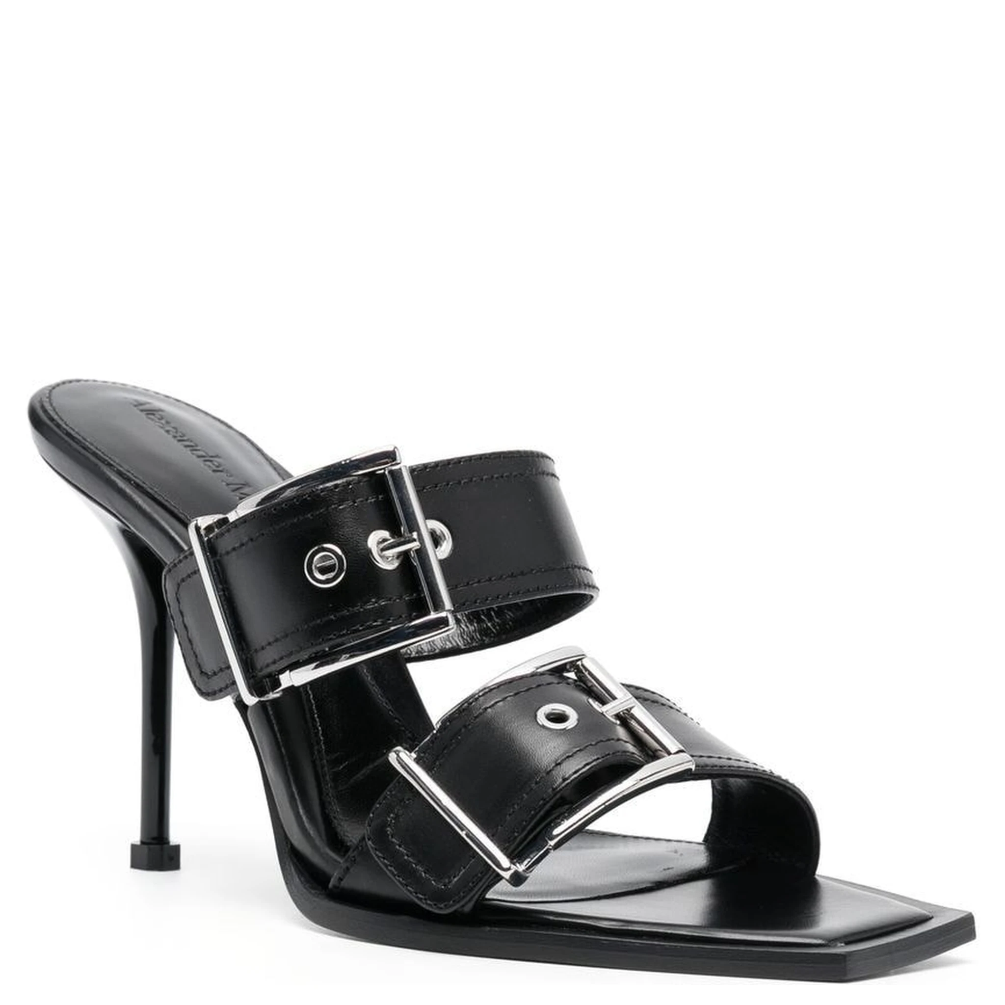 Alexander Mc Queen Punk Double Buckle Leather Sandals In Multicolor