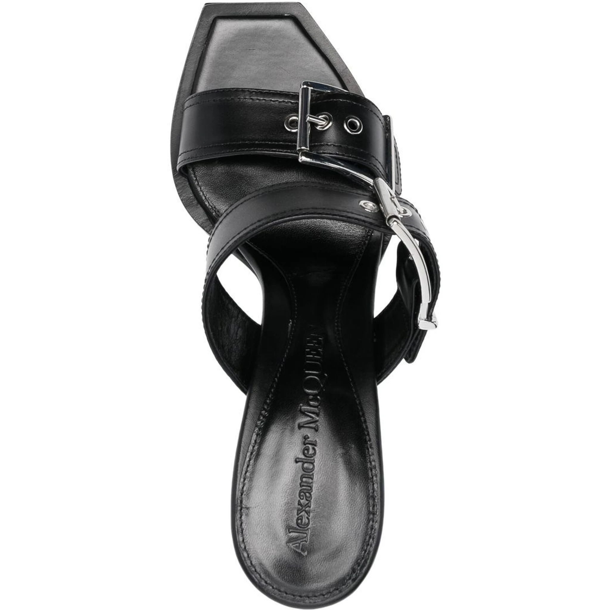 Alexander Mc Queen Punk Double Buckle Leather Sandals In Multicolor