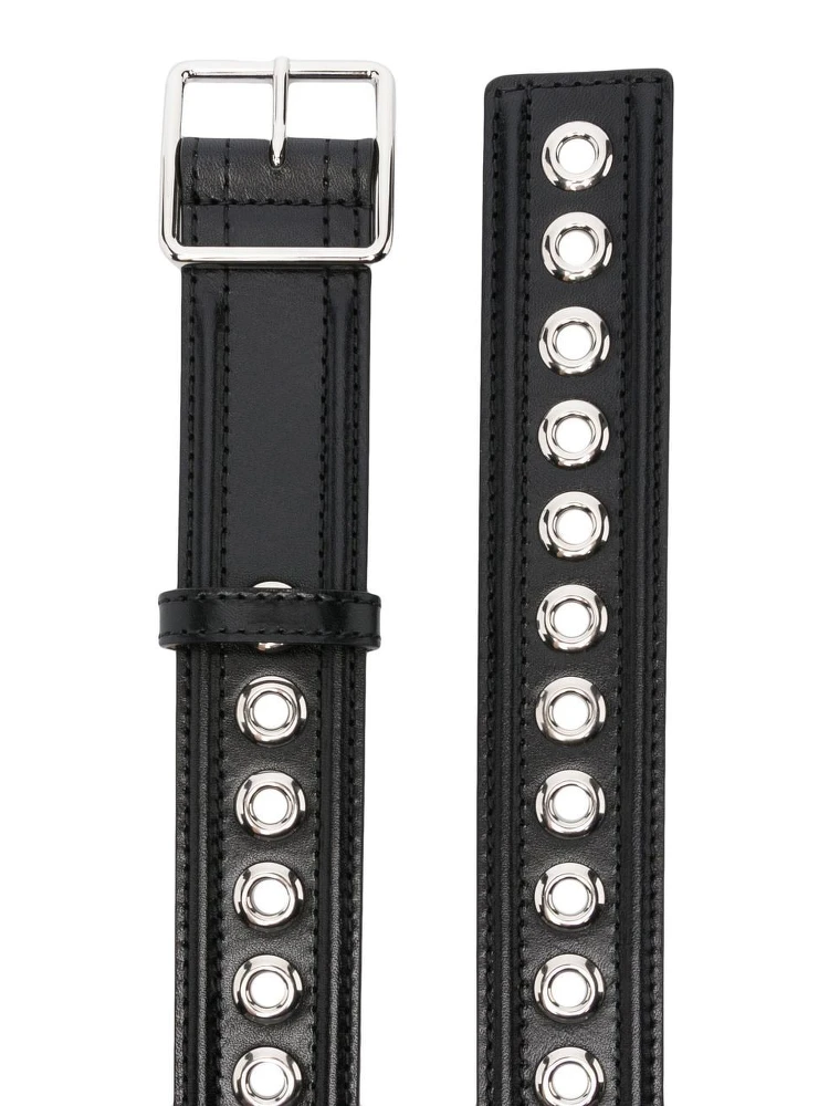 eyelet-detail leather belt alternative