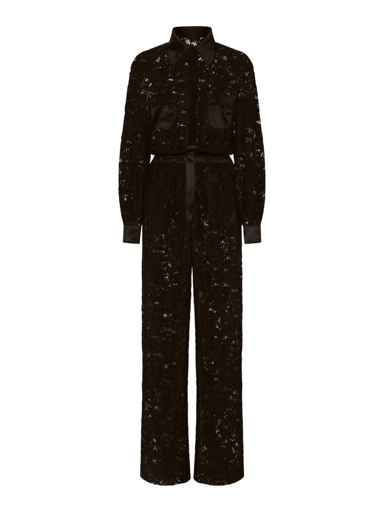 cordonetto-lace long-sleeve jumpsuit
