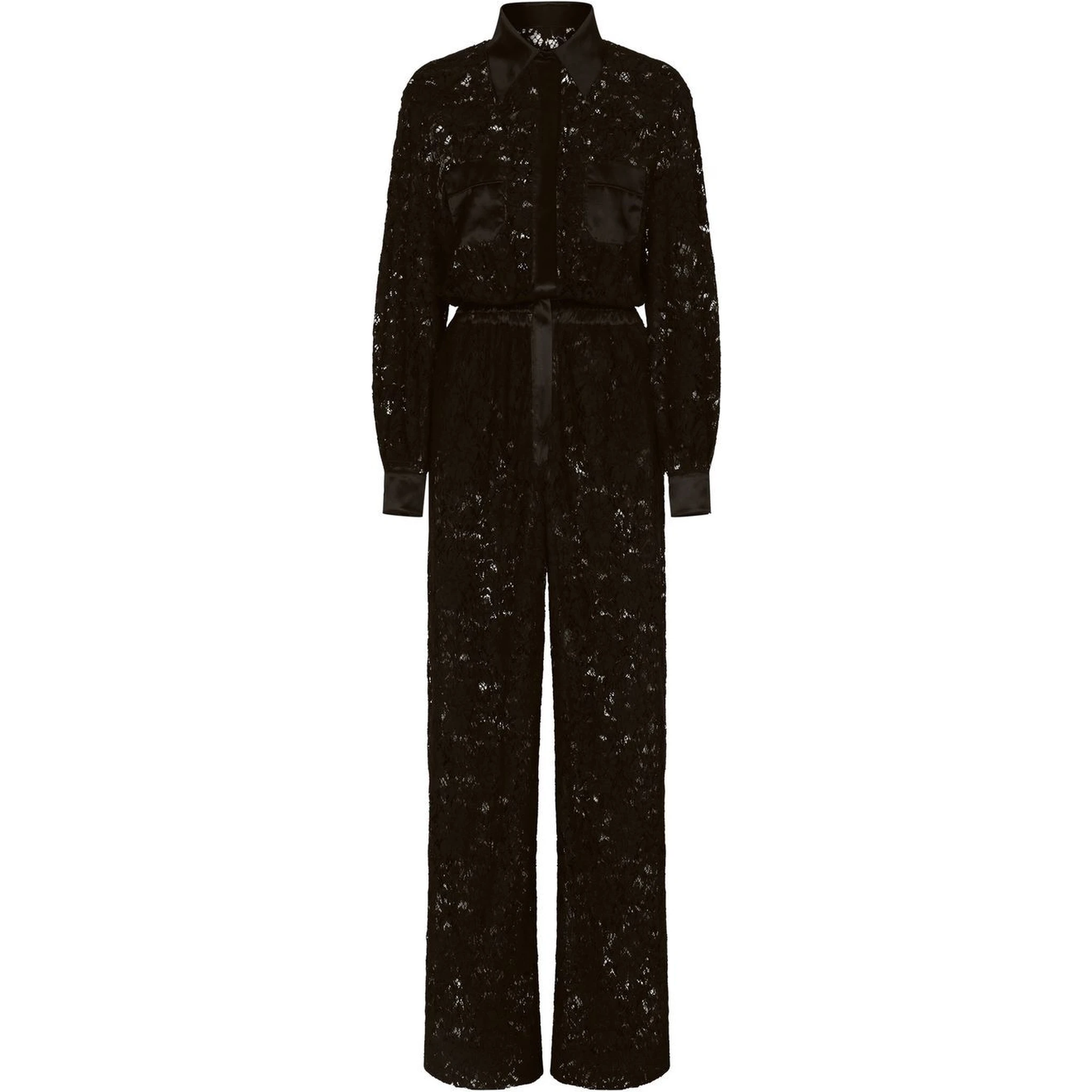 cordonetto-lace long-sleeve jumpsuit