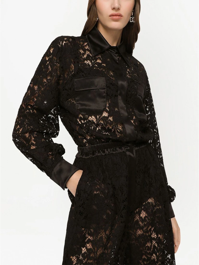 cordonetto-lace long-sleeve jumpsuit