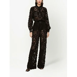 cordonetto-lace long-sleeve jumpsuit