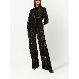 cordonetto-lace long-sleeve jumpsuit