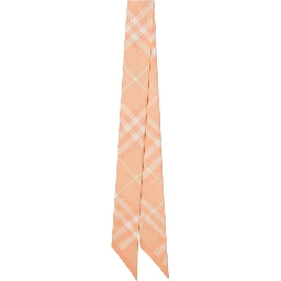 Skinny Contrast Check Silk Scarf