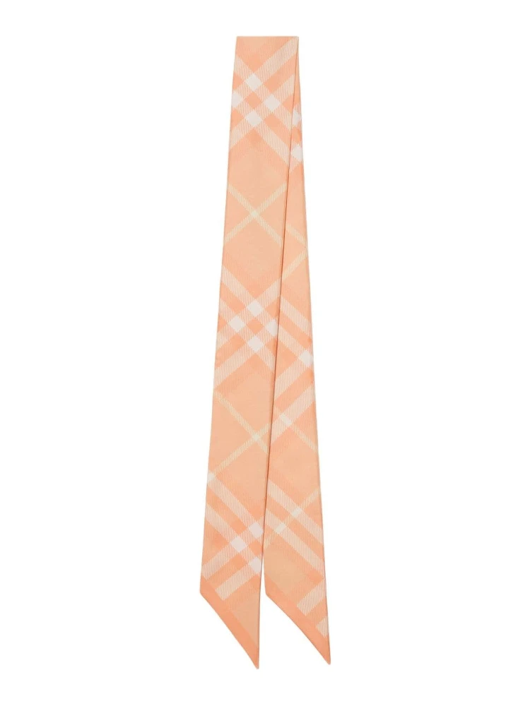 Skinny Contrast Check Silk Scarf