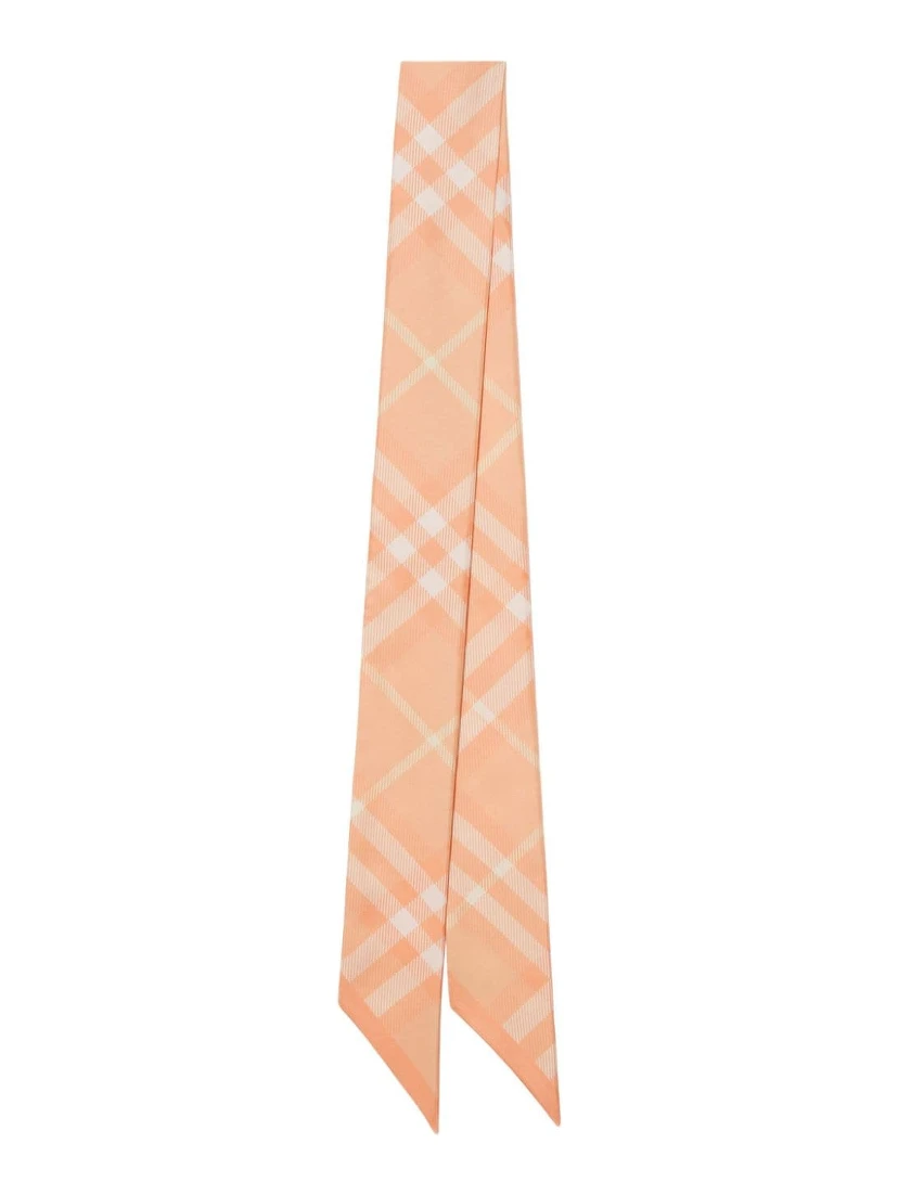 Skinny Contrast Check Silk Scarf