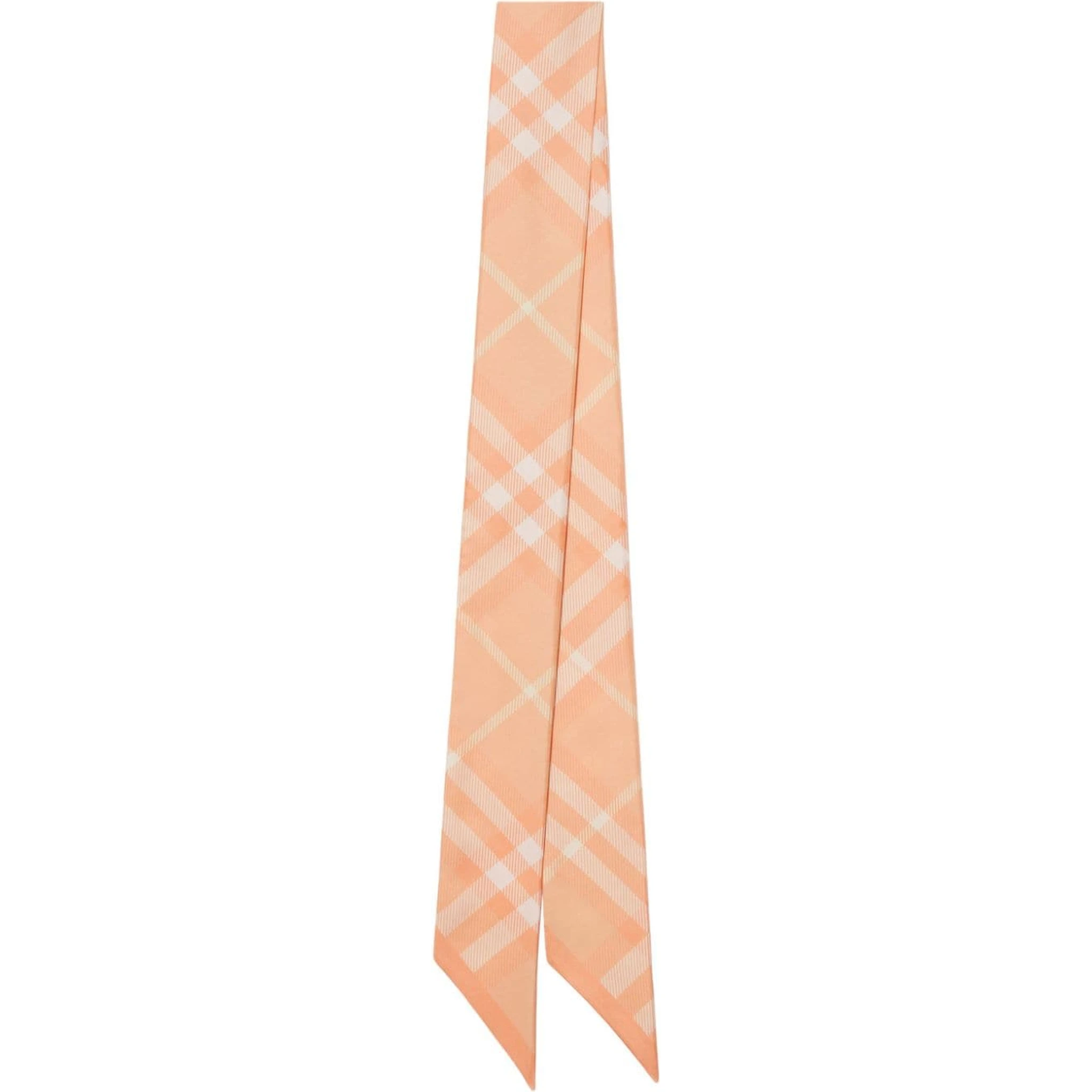 Skinny Contrast Check Silk Scarf