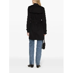 Black cotton mid length trench coat