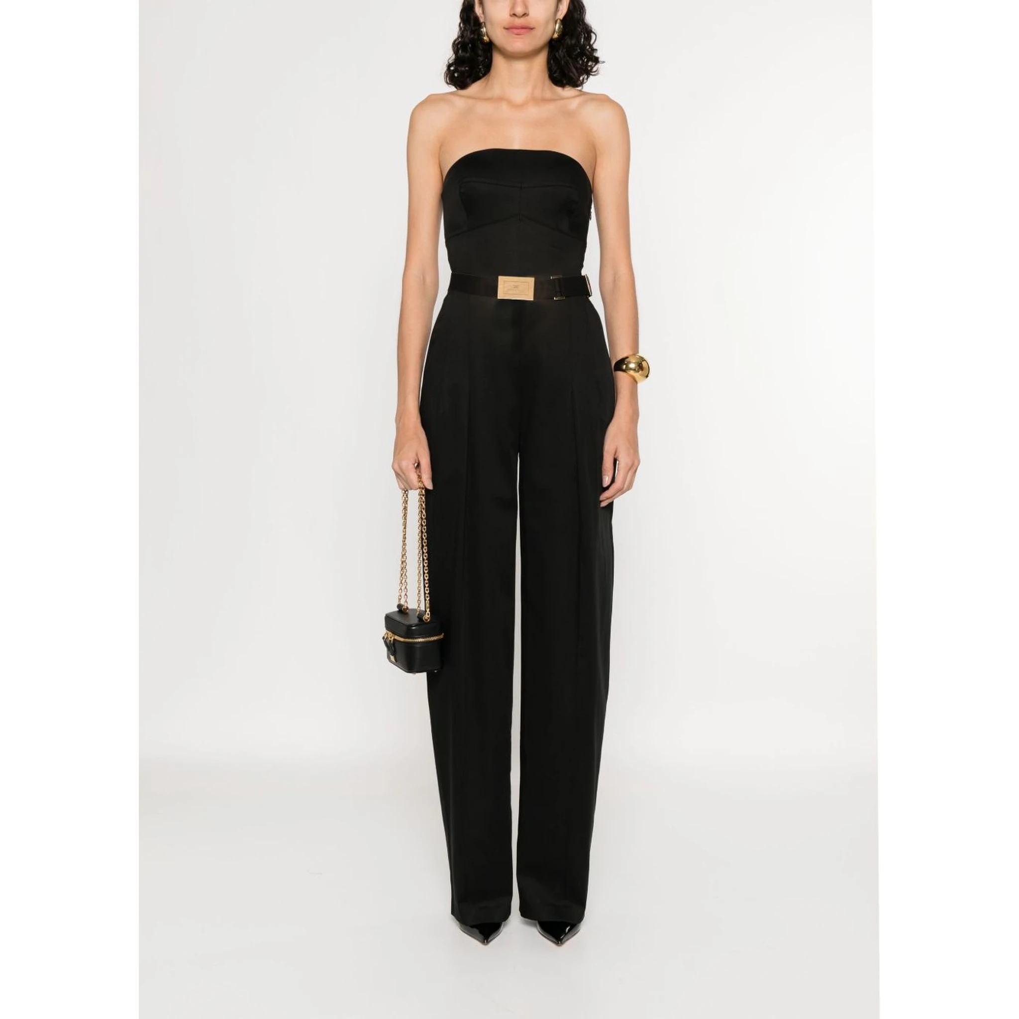 Long Jumpsuit Lace-up Back In Black