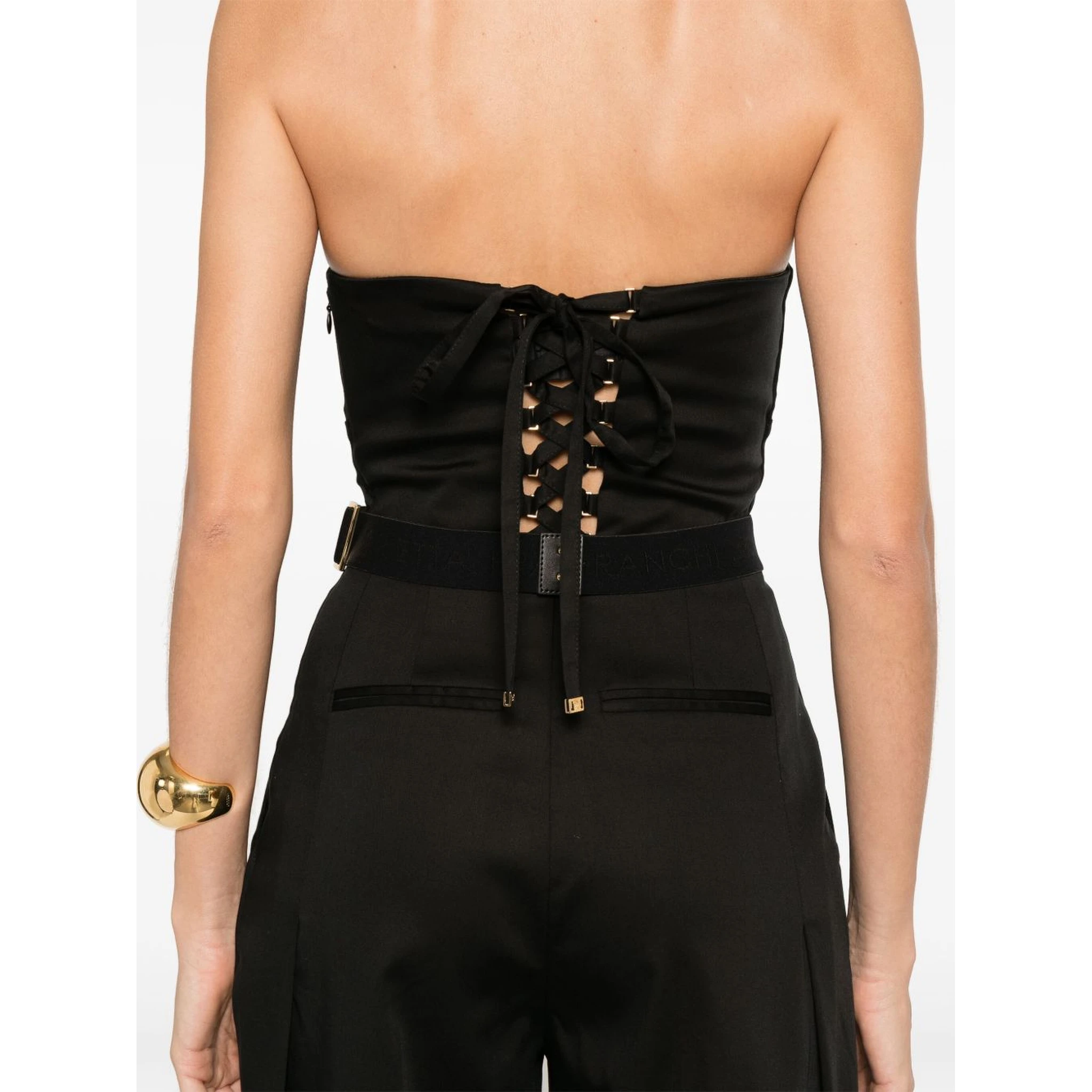 Long Jumpsuit Lace-up Back In Black