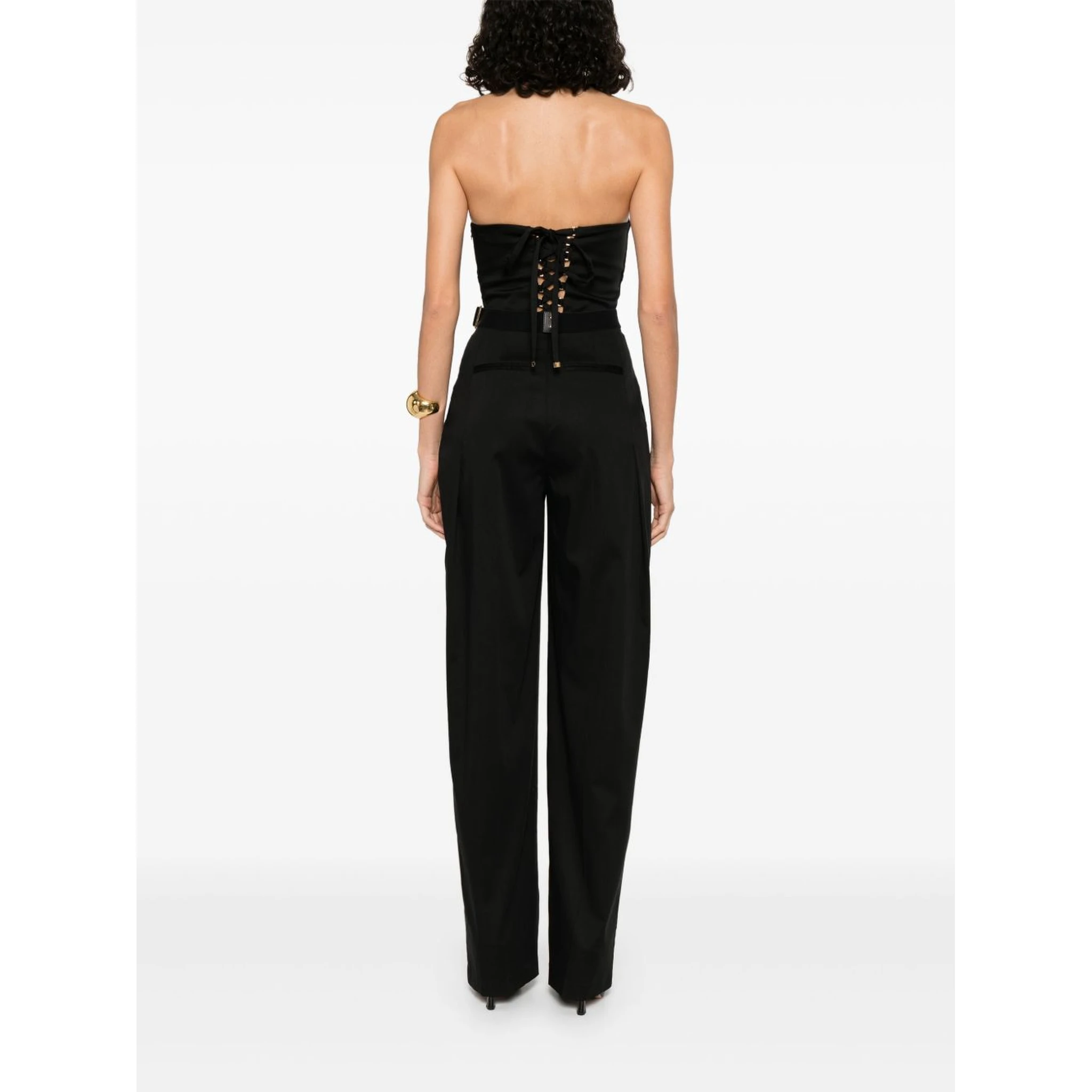 Long Jumpsuit Lace-up Back In Black