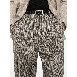 Prince Of Wales Checked Trousers In Gray