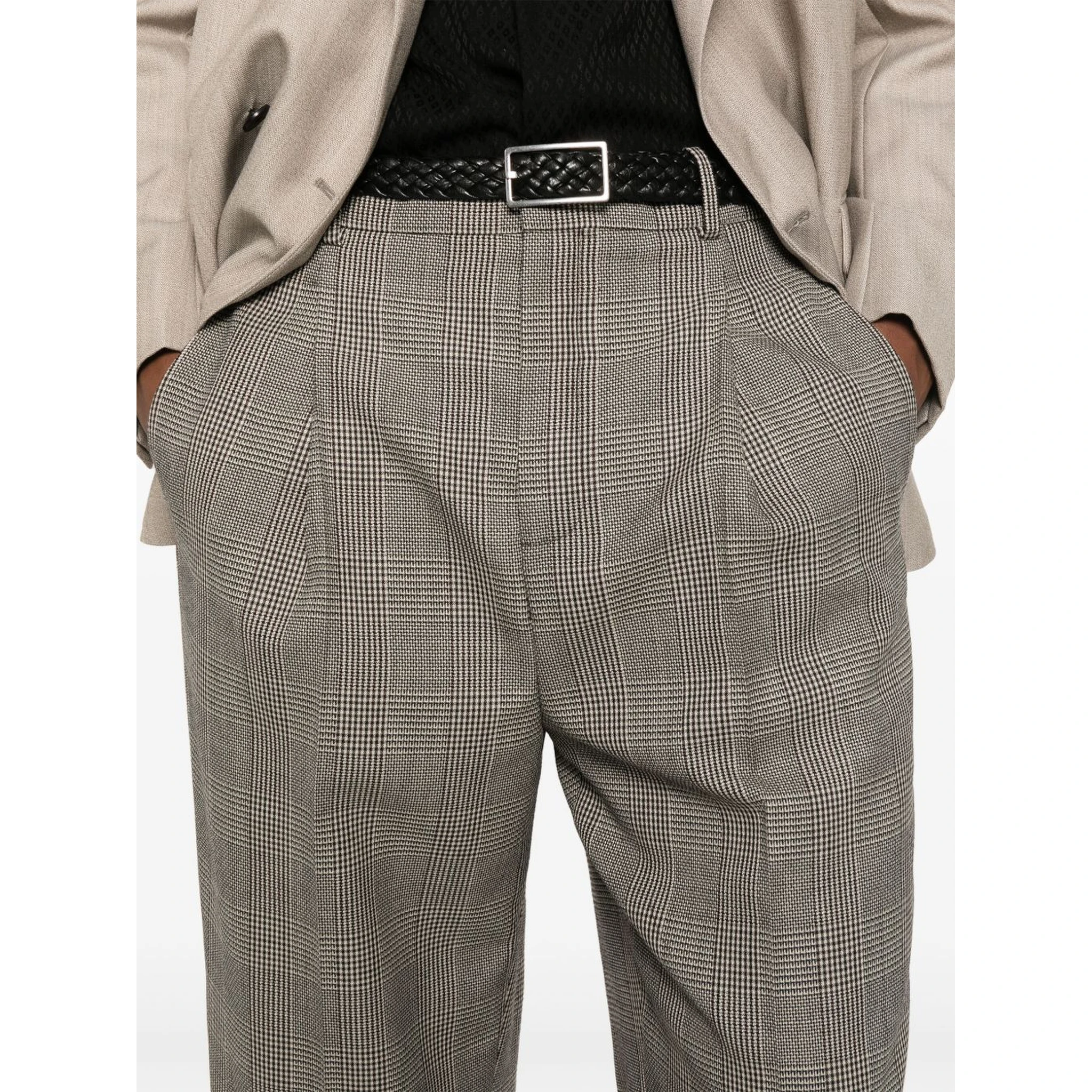 Prince Of Wales Checked Trousers In Gray