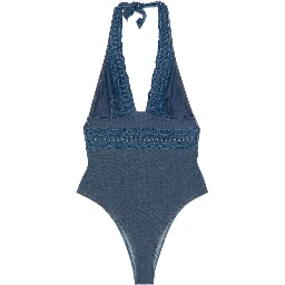 crochet-lace halter swimsuit