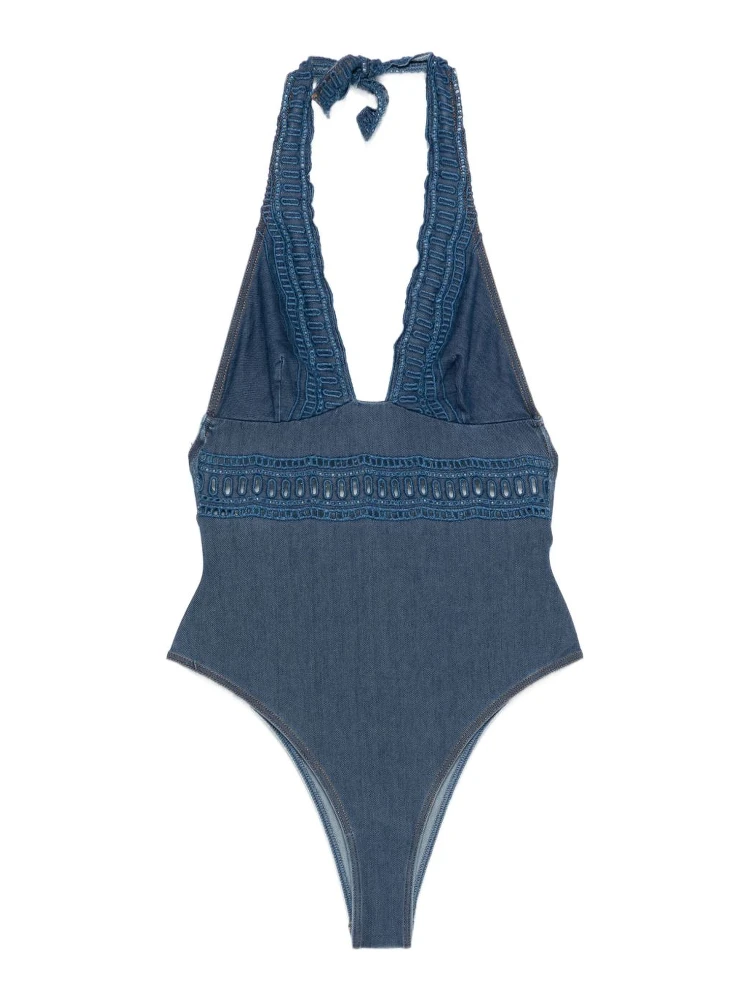 crochet-lace halter swimsuit