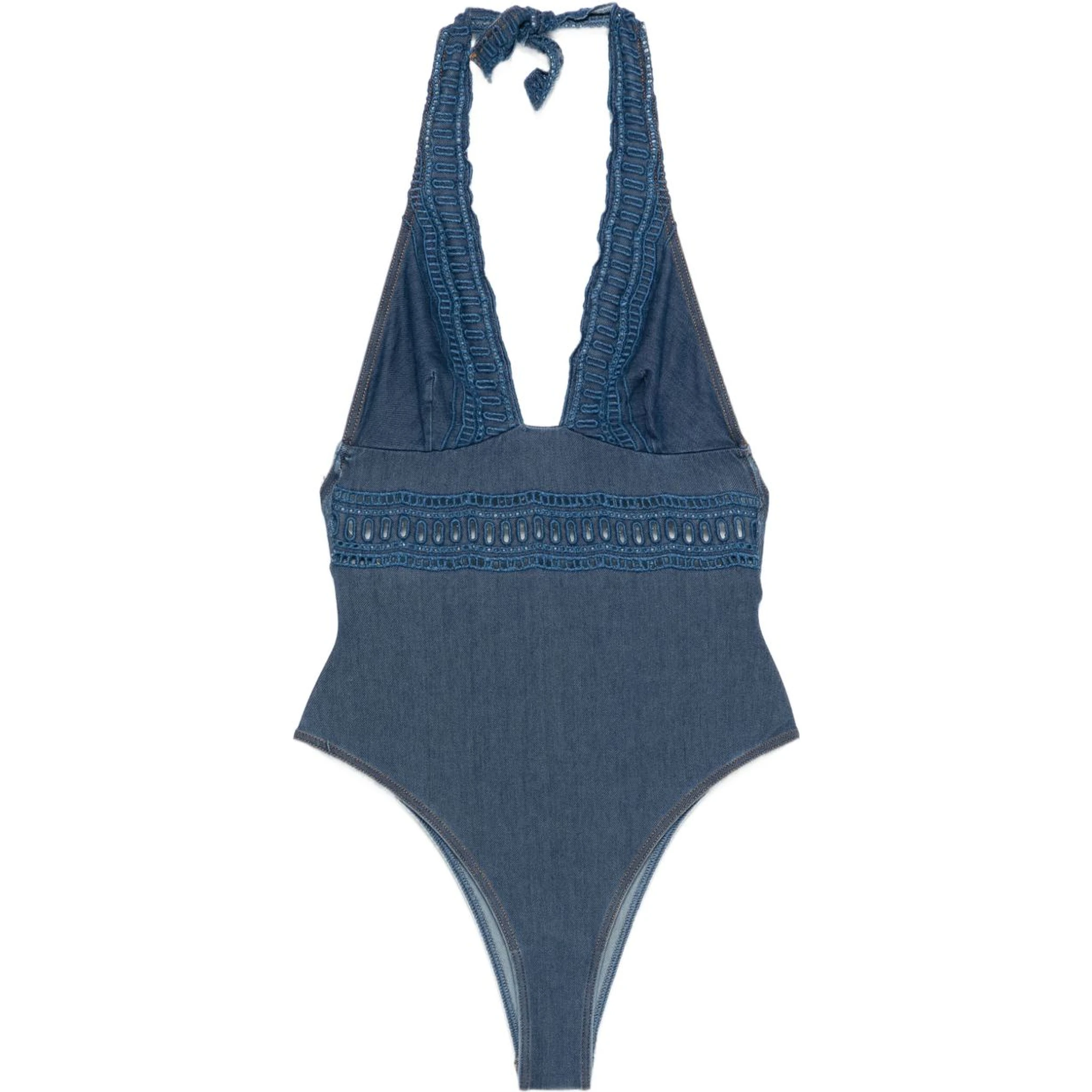 crochet-lace halter swimsuit