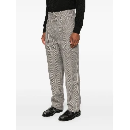 Prince Of Wales Checked Trousers In Gray