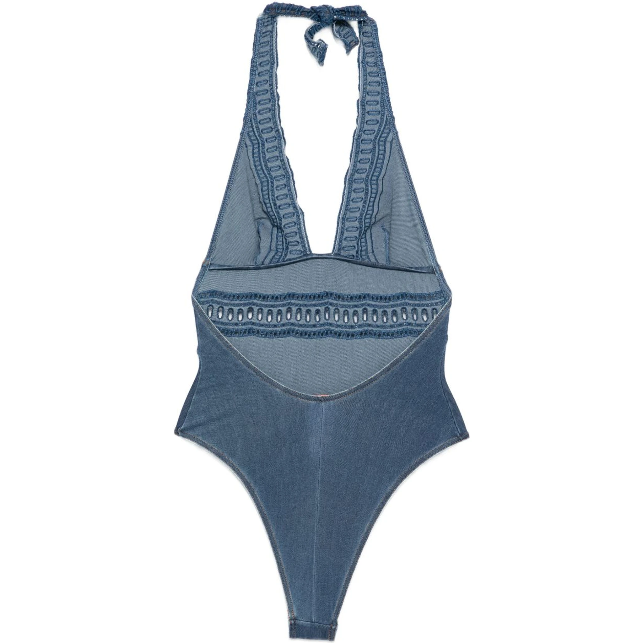 crochet-lace halter swimsuit