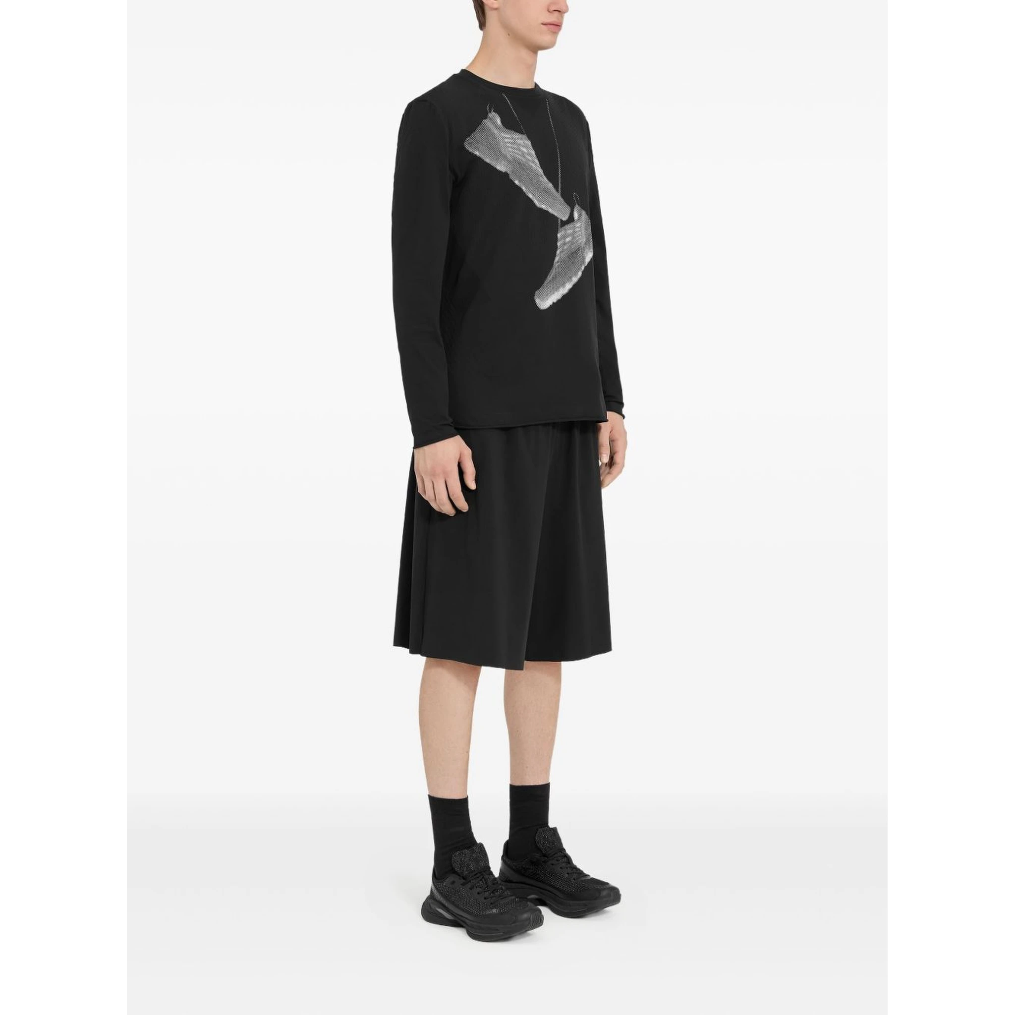 X Salomon Hanging-shoes Print Long-sleeved T-shirt In Black