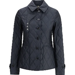 Quilted Nylon Jacket With Check Lining In Blue